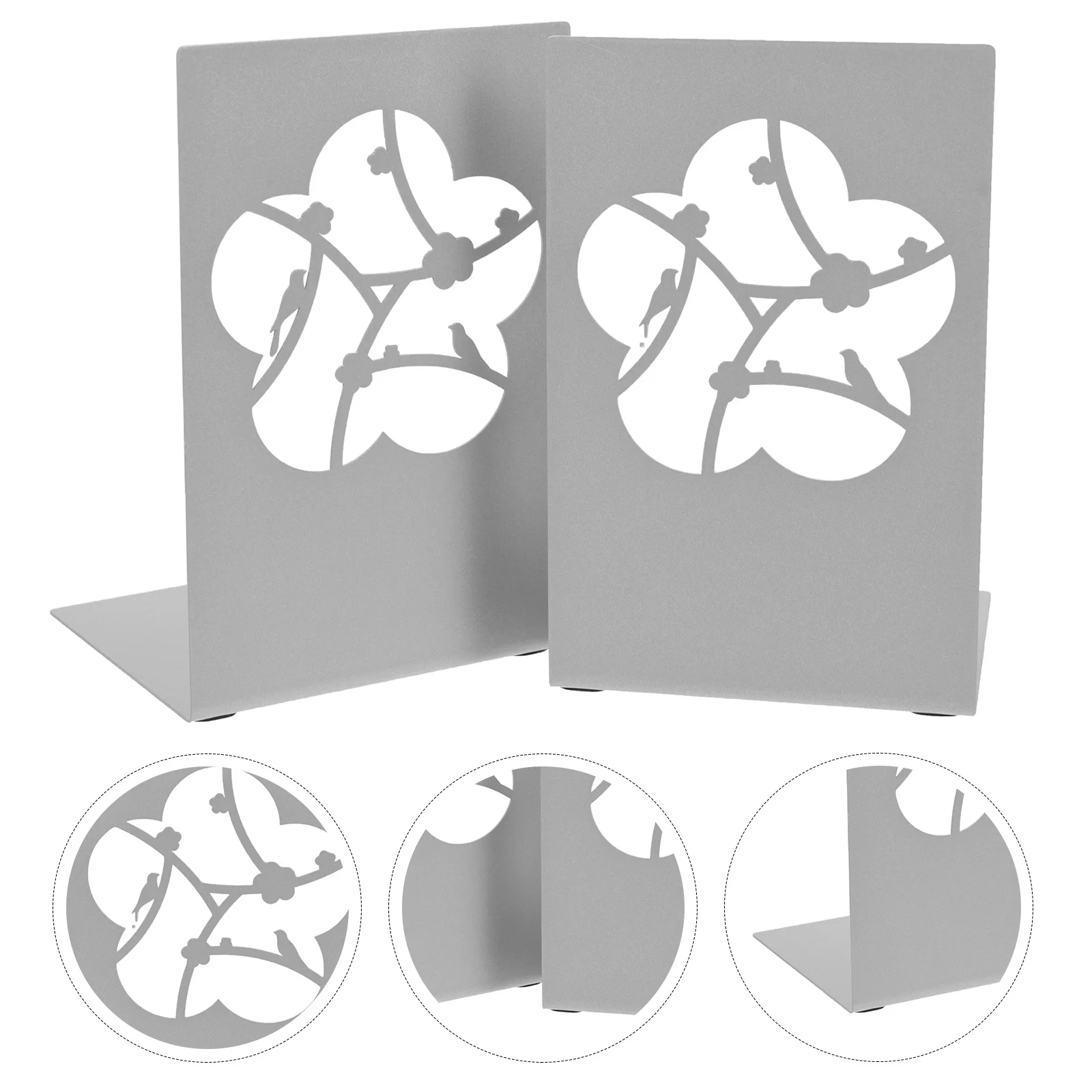 

2Pcs Bookends Metal Reading Book Stands Desktop Organizer File Holders Multi-Function Convenient Book Supports