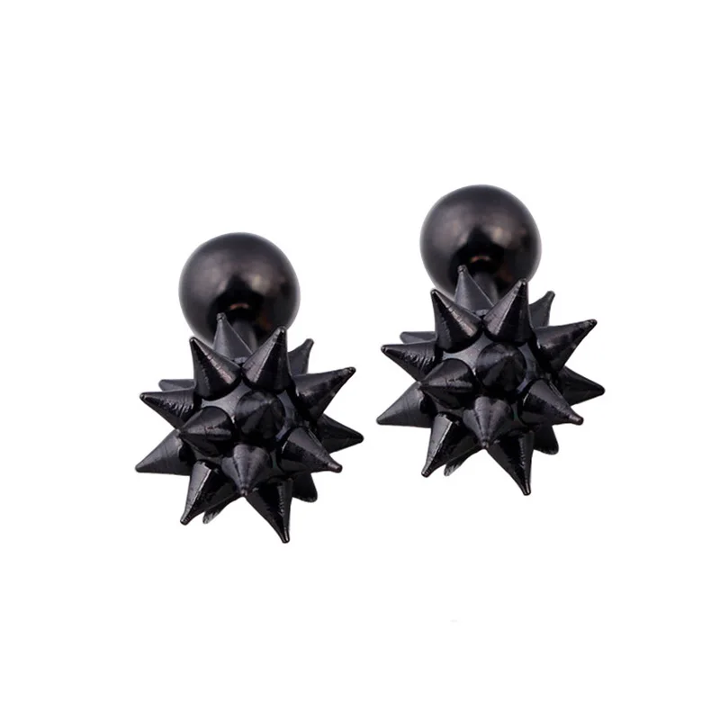 1 Pair Punk Small Black Stud Earrings For Women/Men Boy Zircon Geometry Stainless Steel Gothic Jewelry Accessories Best Gifts