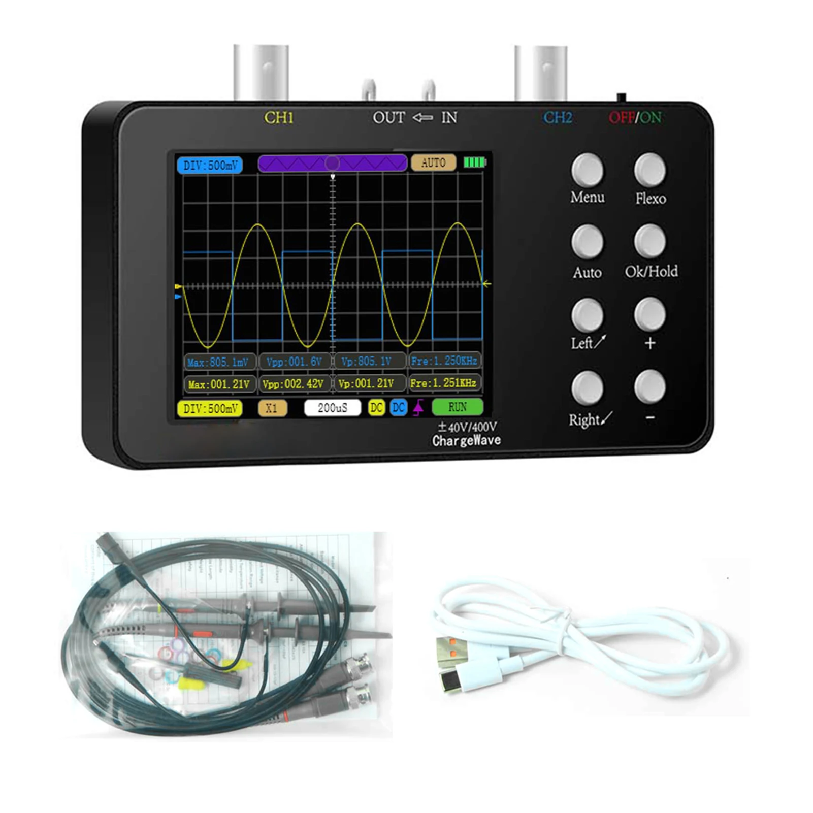 Digital Oscilloscope Dual-channel 50M Sampling Rate 10M Analogue Bandwidth 6A Current Waveform Measurement 20KB Memory Depth