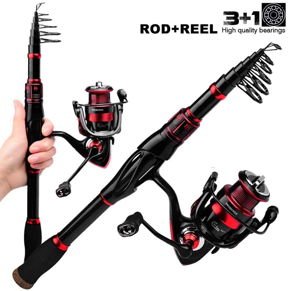 

Fishing Rod Set 1.8m-2.4m 5kg Max Drag Telescopic Spinning Rod with 3+1BB 5.2:1 Gear Ratio Spinning Reel for Combo Rod and Reel