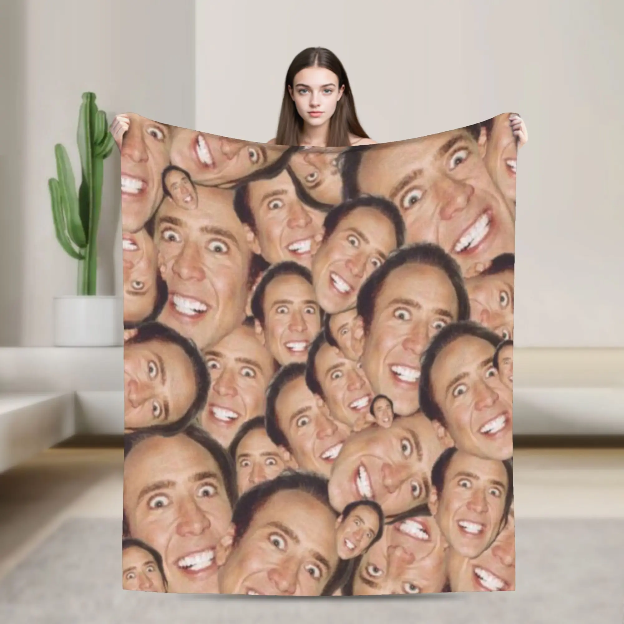 Nicolas Cage Headshot  Blankets Super Soft Fleece Healing Present  Throw Blankets Bedding Throws