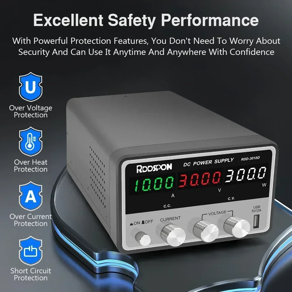 RDDSPON แหล่งจ่ายไฟ DC 3010D ห้องปฏิบัติการปรับ 300W สําหรับการบํารุงรักษาโทรศัพท์มือถือแหล่งจ่ายไฟ 30V 10A USB 5V 2A