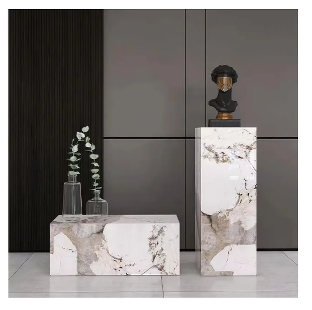 Modern luxury slate flower rack, living room marble lobby decoration, hotel office display furniture YX815TB