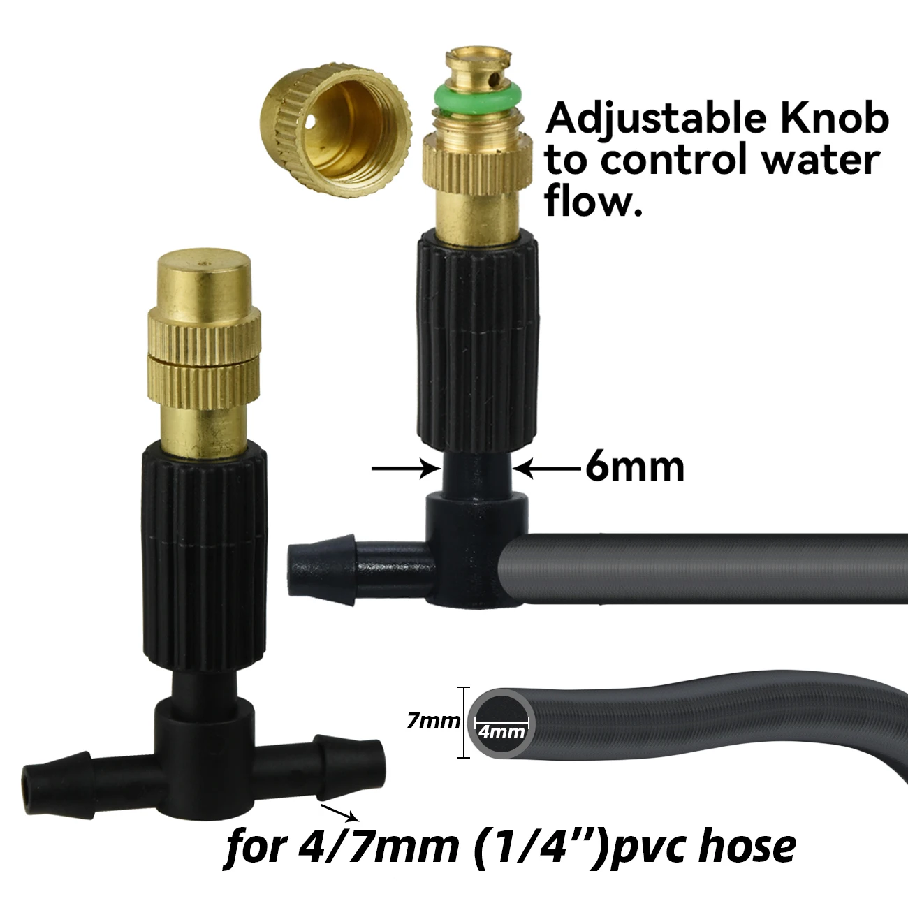 KESLA 10PCS 6 Types Micro Drip Irrigation Misting Brass Nozzle Garden Spray Cooling Sprinkler w/ Connector Watering Plants