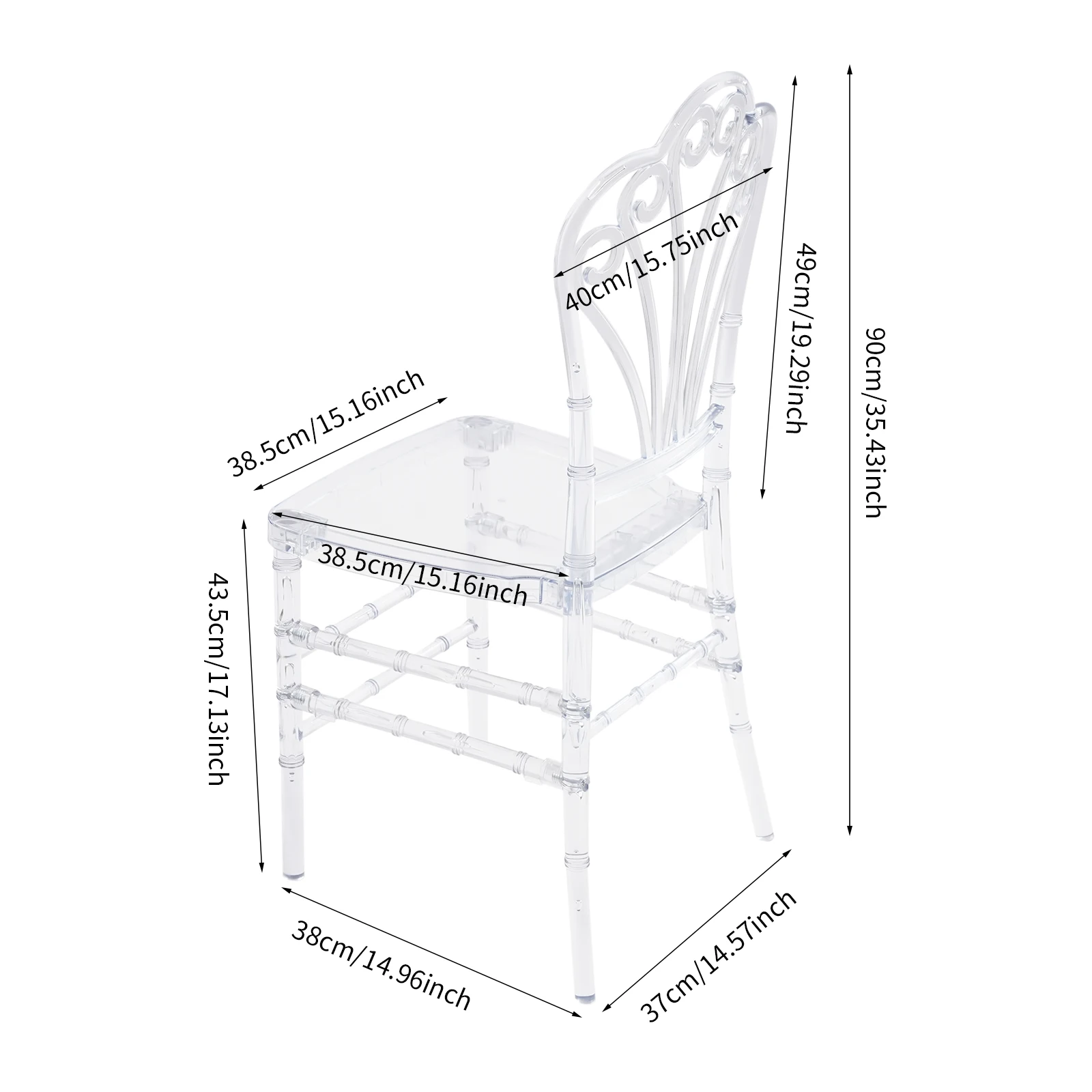 4 Stück transparente Stühle, transparenter Esszimmerstuhl, transparente Stapelstühle, moderne Heimdekoration für Bankettsaalen und Wohnzimmer – Detail 3