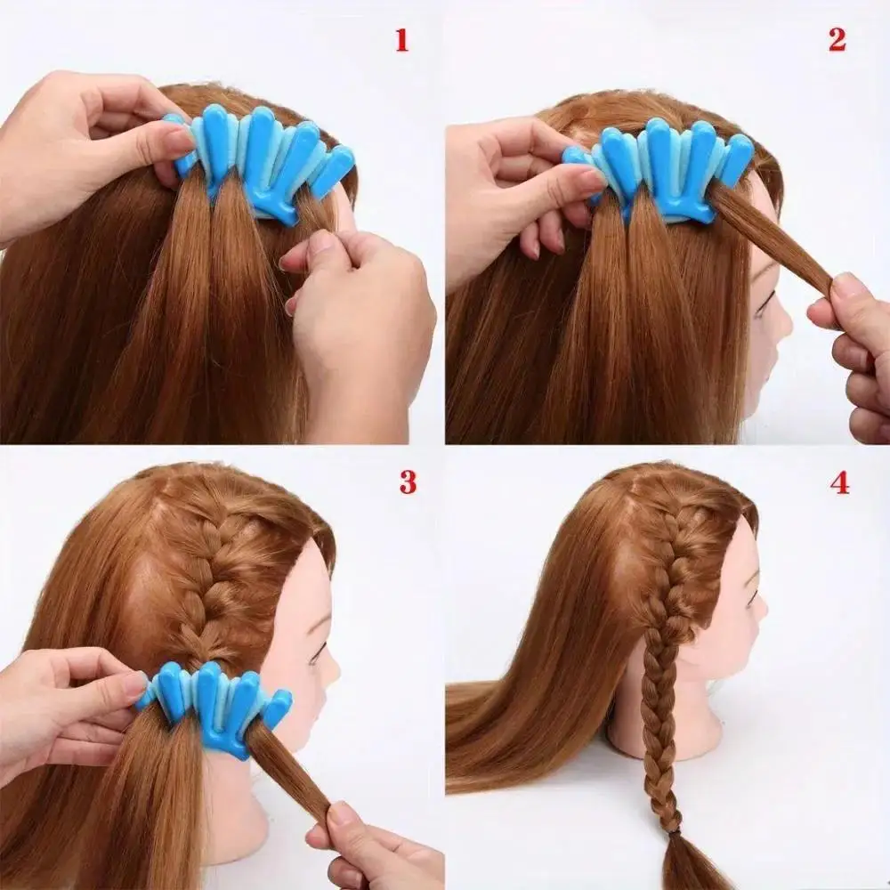3PCS 5-Finger Sponge Hair Braiding Tool, DIY Wave Curly Twist Styling Kit, Manual Hair Weaver Crimper For Women Girls Party Trav - view 4