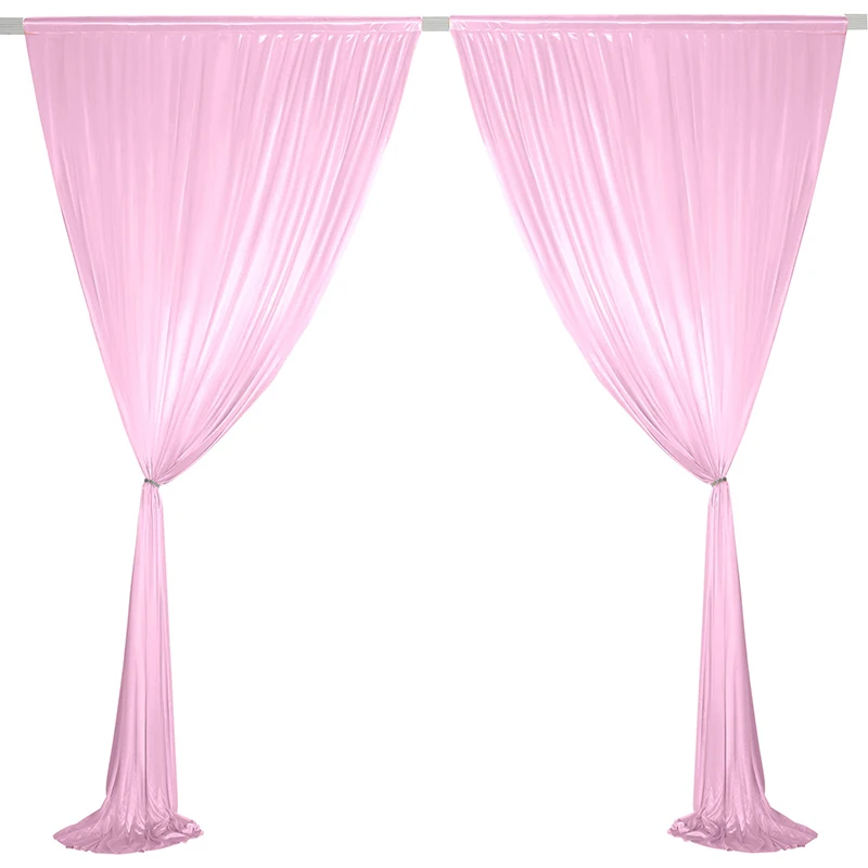 

2 PCS Pink Ice Silk Backdrop Curtain for Wedding Ceremony Photography Banquet Event Party Bridal Baby Shower Home Party Drapery