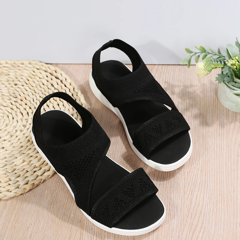 

New Women Sandals Indoor Outdoor Summer Shoes For Women Low Heels Elastic Force Slippers Summer Sandalias Female Heeled Shoes