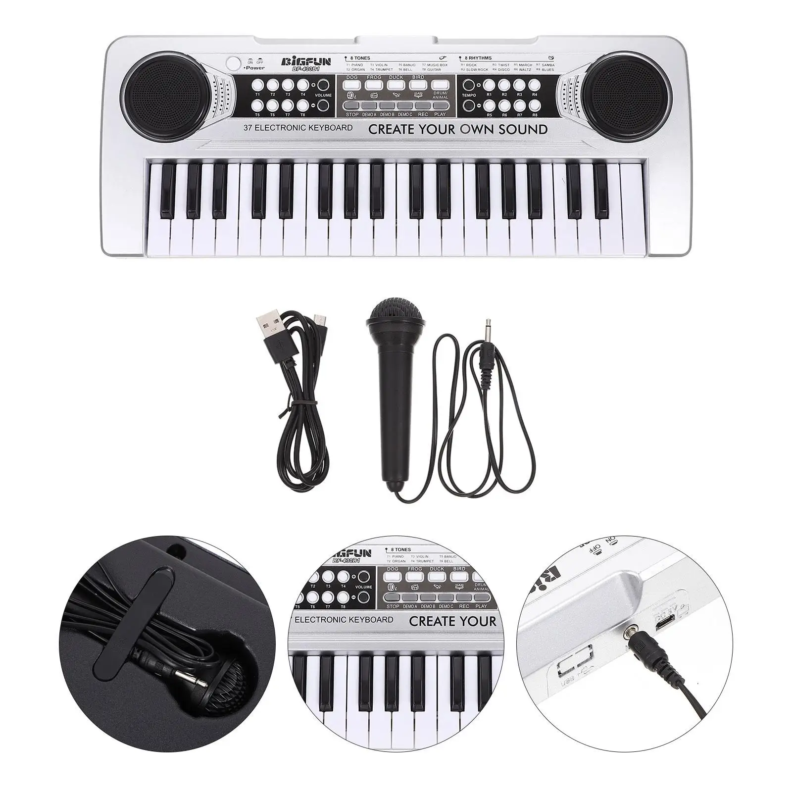 Juguetes de órgano electrónico para niños, música de plástico, Piano de simulación, instrumento Musical, teclado con micrófono, juguete Adorable