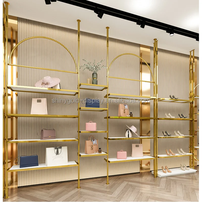 custom.Custom Stainless Steel Cloth Display Stands Women Clothes Display Racks Metal Retail Boutique Wall Clothing Rack