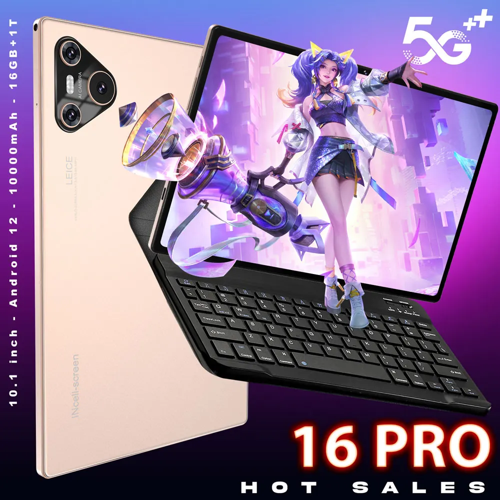 

2025 Pad 16 Pro Tablet 10 inch Android Snapdragon 870 Dual SIM Tablet 4K WIFI 10000mAh 16GB+1TB Tablets PC For Children Kids Tab