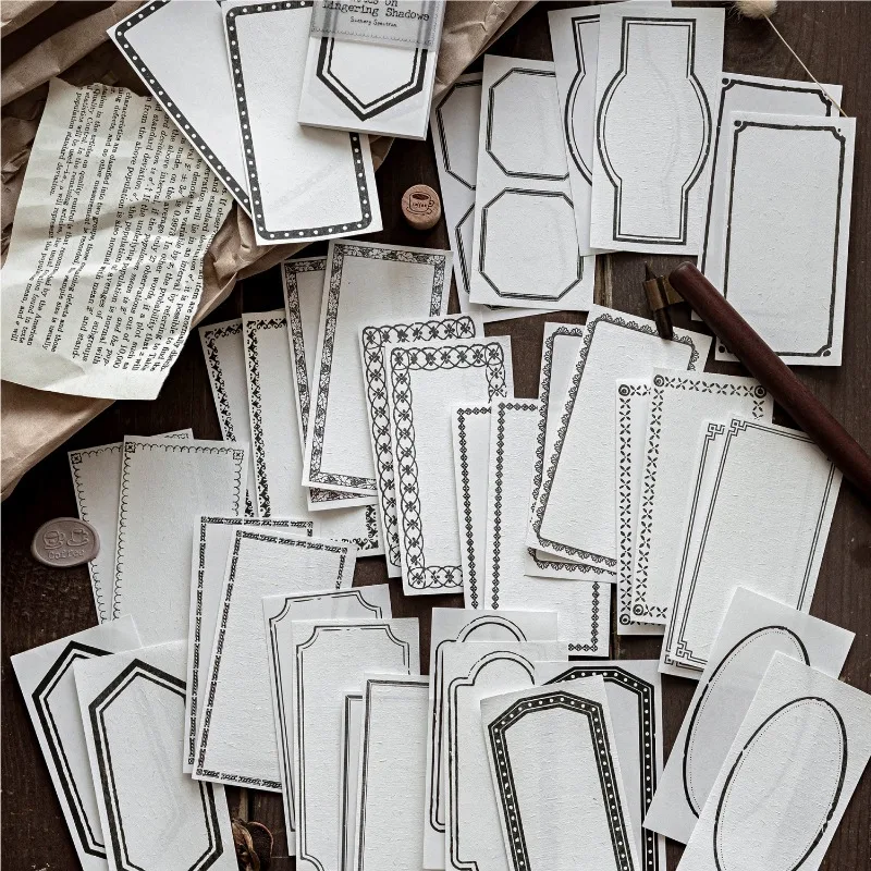 Random 2 Packs Collector Simple Frame Memo Sticky Label For Junk Journal Planner Scrapbooking Stickers School Stationery