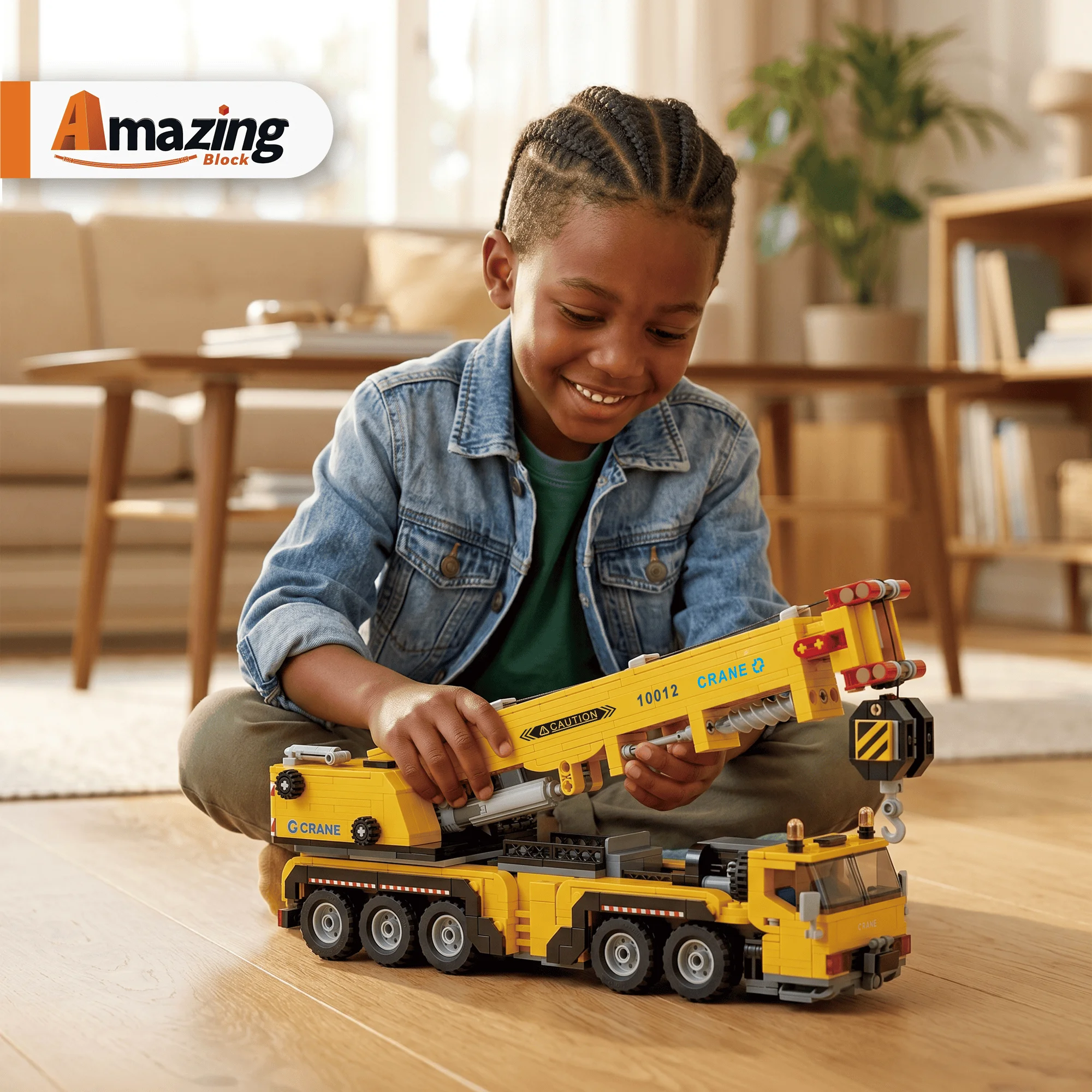 All-Terrain Mobile Crane 989Pcs Yellow Black Engineering Building Blocks Movable Boom Outriggers Vehicle Bricks Compatible Lego - view 4