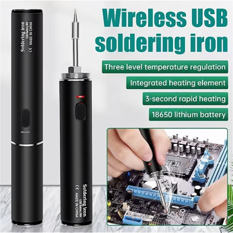 

Cordless Soldering Iron USB Rechargeable Portable Soldering Iron Kit 15W Temperature Adjustable Electronic Repair Welding Tool