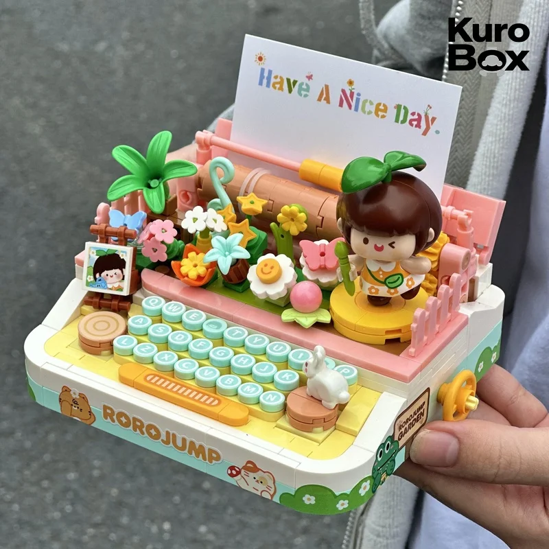Rorojump Typewriter Building Blocks Intellectual Assembled Puzzle Aesthetic Desktop Decoration Toy Birthday Gift For Adult Women