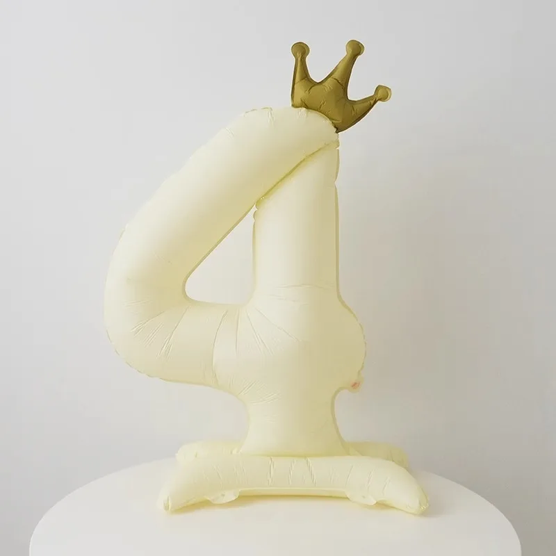 40 بوصة متجمد كريم الأبيض تاج الدائمة بالون رقمي 0-9 عدد حفلة عيد ميلاد الطفل دش زينة صور الدعائم العرض