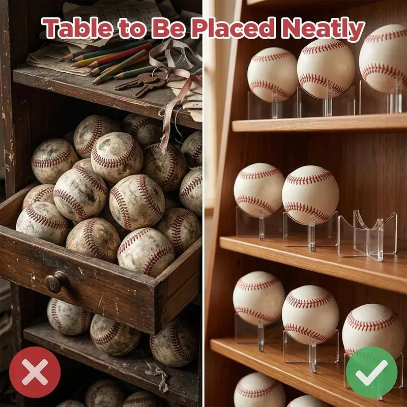 Clear Sports Ball Display Stand, Plastic Support Holder for Single-Ball Collections, Desk Displays and Home Shelf Organization