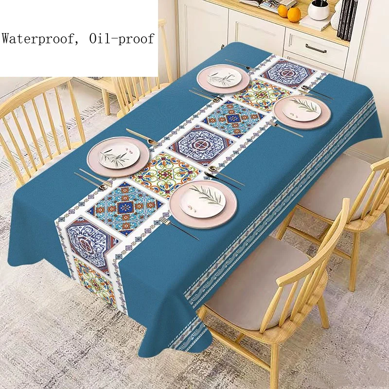 

PVC Waterproof Household Decor Tablecloth Chinese Oil-proof Free-wash Tablecloth High-grade Thicken Wear-resistant Tablecloth