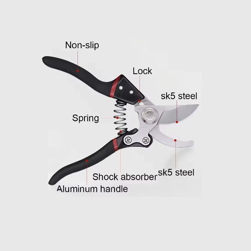 أدوات قطع الحدائق لقادين الأشجار مقصات البستان شجرة تقليم يدوية للحديقة مع شفرات فولاذية SK5 تشذيب فاكهة الحديقة