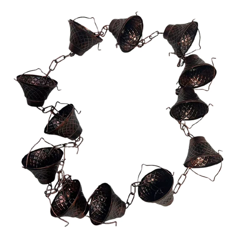

12 Cups Rain Chains Gutter Downspouts Diverter Outdoor Decoration Of 2.8-meter Drainage Ditch Downspout Splitter
