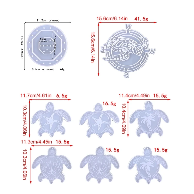 Kleines Meer für Schildkröte, Wandbehang, Windspielform, Silikon-Epoxidharz-Formen, DIY-Anhänger, Schmuckherstellung,