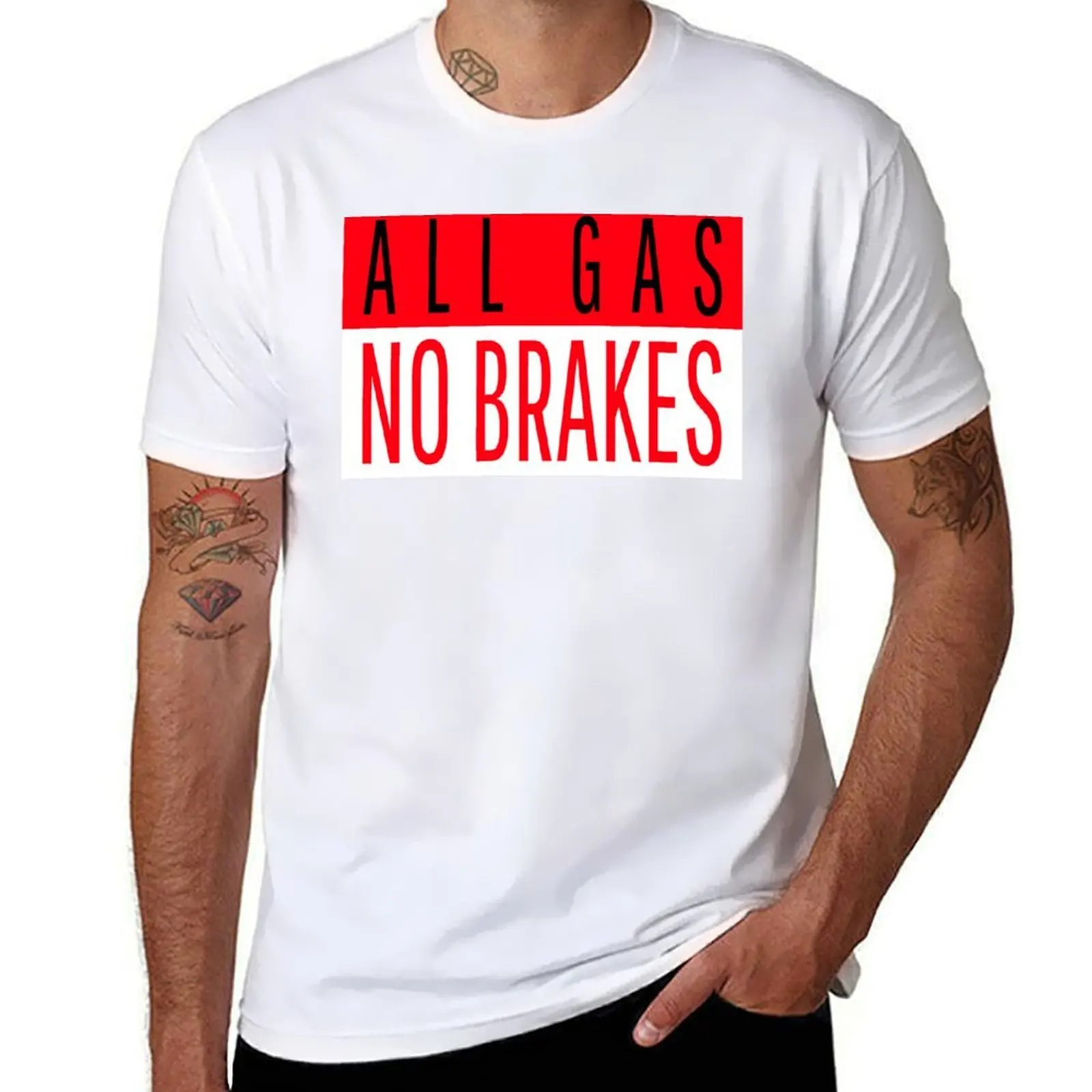 

Красная футболка All Gas No Brakes, футболки для мужчин, облегающая футболка с аниме, футболка