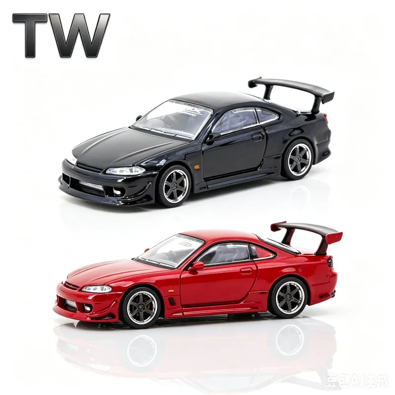 TW limited edition Tarmac Works 1:64 Nissan Silvia S15 Mazda RX7 car model FD3S static simulation ornament, adult collectibles.