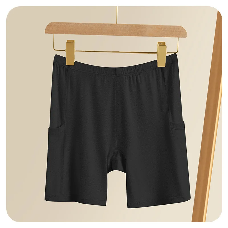 1pcs Modal Women's Safety Pants Underwear Ice Silk High Waist Shorts Panties For Women Plus Size No Trace Leggings With pockets image 4