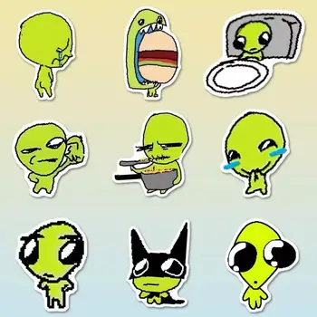 10/52片趣味眼睛Q版綠色外星人貼紙DIY材料裝飾,適用於手機殼、筆記型電腦、桌面、水瓶、兒童貼紙 12 最佳銷售 滑稽的貼紙 - №2