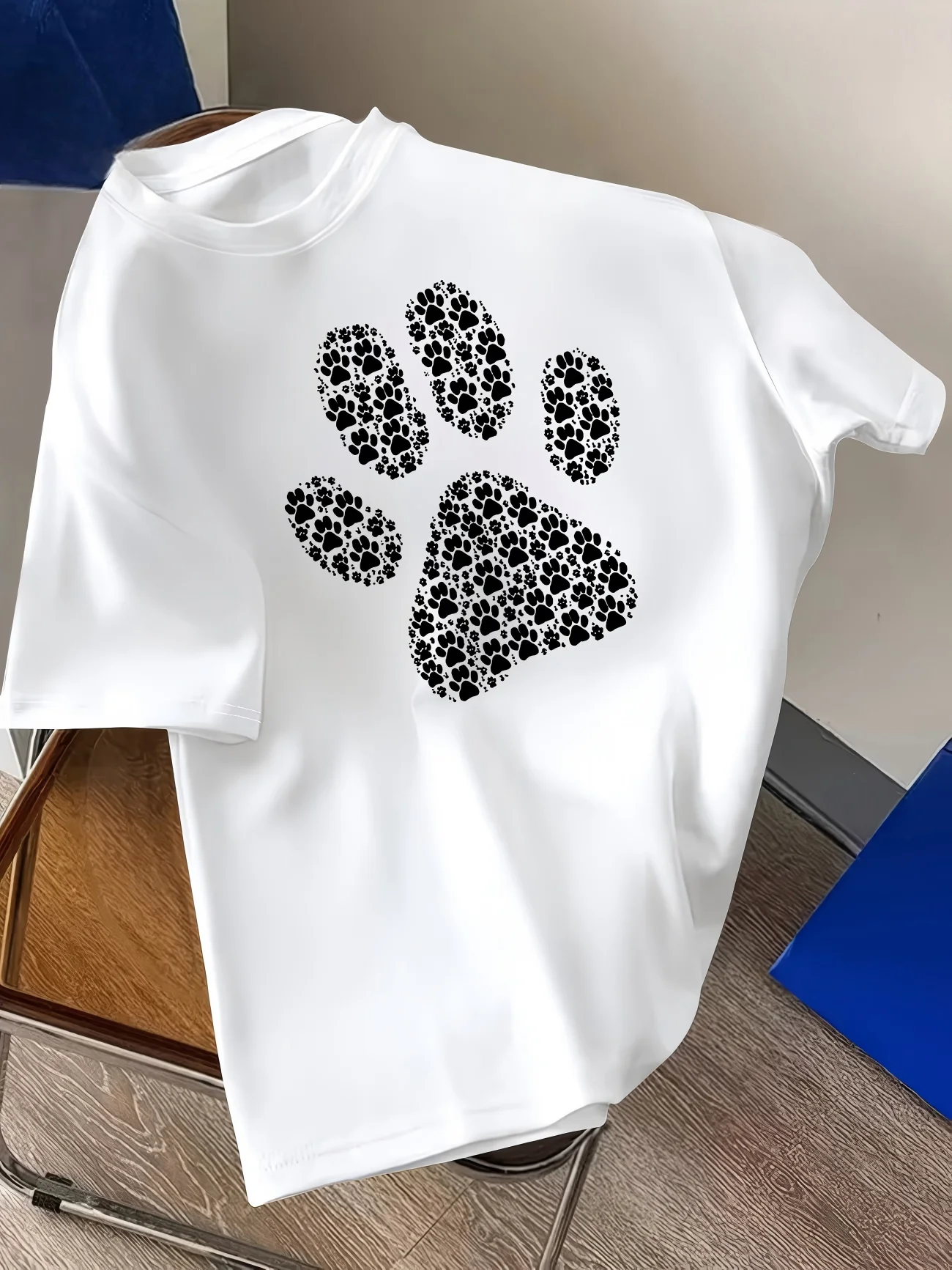 Funny Dog Paw T Shirt Cute Puppy Paw Graphic Tee Harajuku Streetwear Top Casual Loose Fit Unisex Summer Short Sleeve Tshirt