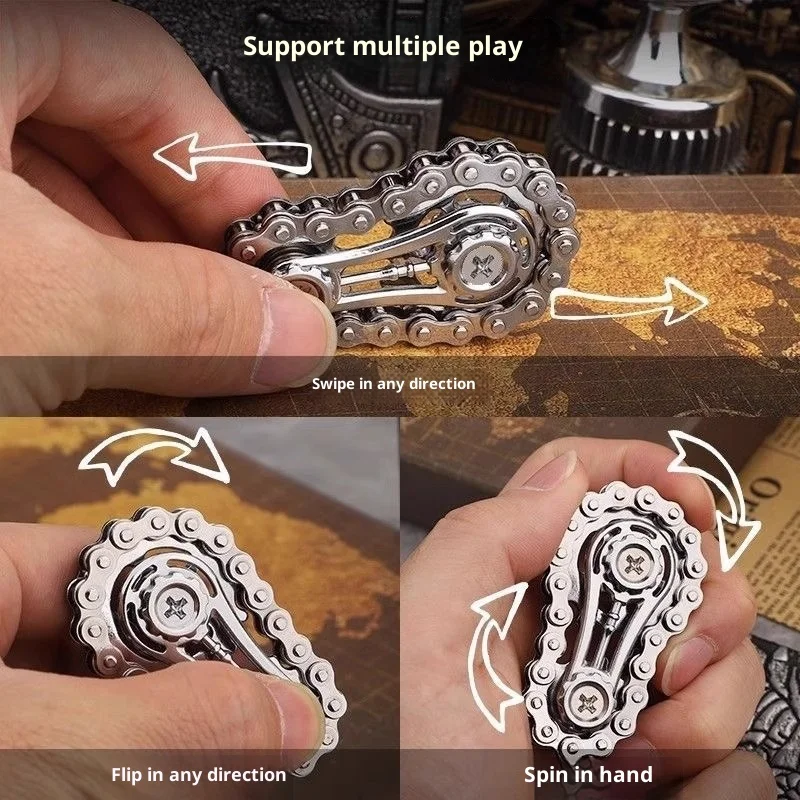 Rodas dentadas quentes volante ponta do dedo giroscópio fidget spinner antiestresse ansiedade metal correntes de bicicleta edc spinner brinquedo adulto presente natal