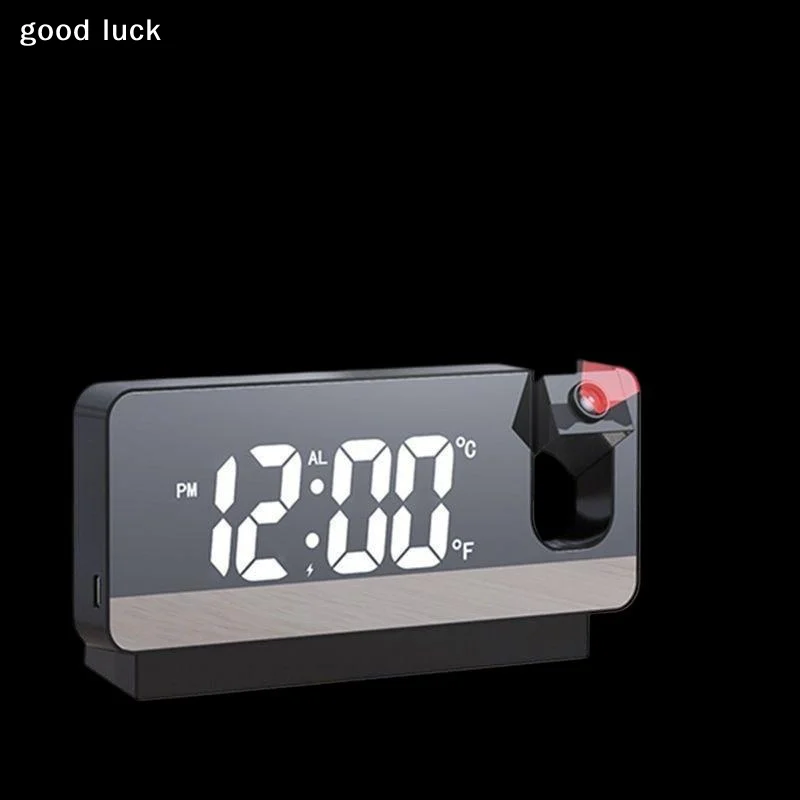 Projection Alarm Clock Desk Clock With Large Color LED Display Rotatable Ceiling/Wall Projector For Bedroom Office Bathroom