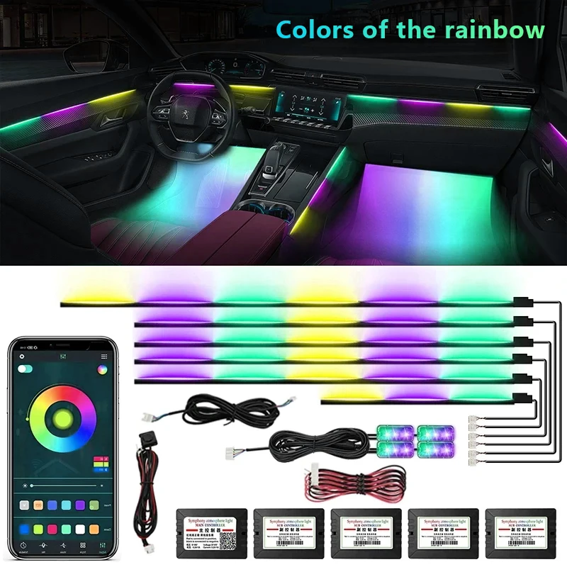 Светодиодный 18 в 1, неоновый Автомобильный интерьер, внешнее освещение автомобиля, декоративная акриловая автомобильная лампа, аксессуар для полной универсальной атмосферы