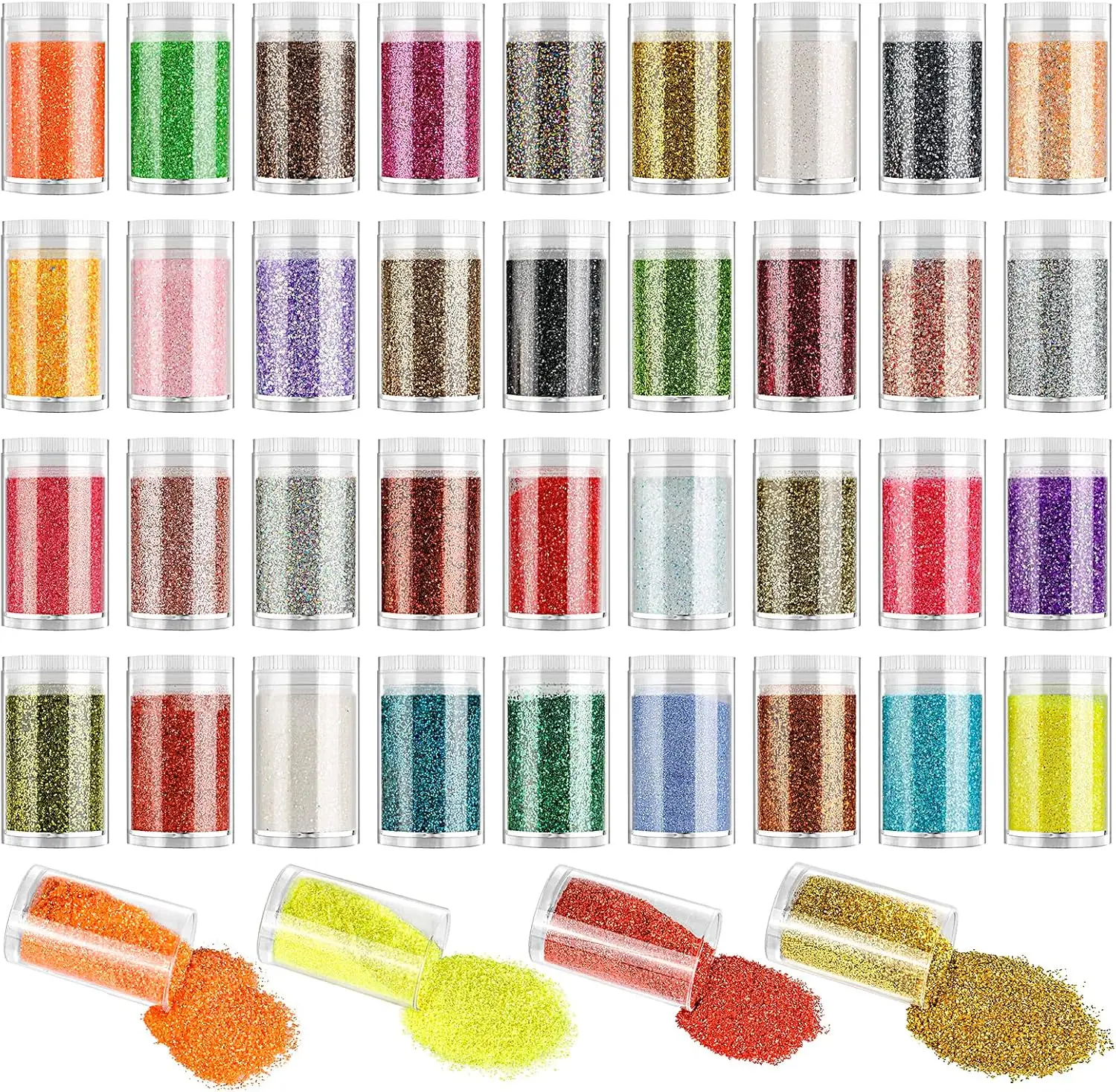 

36 Fine Nail Glitter powder Colors Set, Holographic Glitter Powder, 45 Colors Nail Mixed Arts and Crafts Glitter Decorations