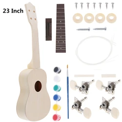 Professional 23 Inch Ukulele DIY Kit Rosewood Fingerboard Hawaii Guitar for Handwork Painting Parents-child Campaign