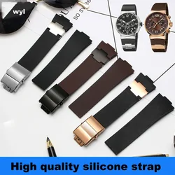 High Quality Diving Silicone Rubber WatchBand Belt For Ulysse Nardin men's Strap Stainless Steel Folding clasp 25*12mm