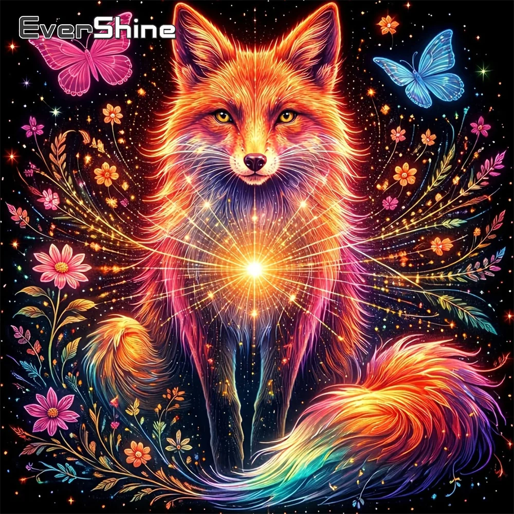 EverShine DIY Diamant-Mosaik Tierbild mit Vollbesatz, Fuchs-Motiv aus Strass, Stickerei, Schmetterling, handgemachtes Hobby