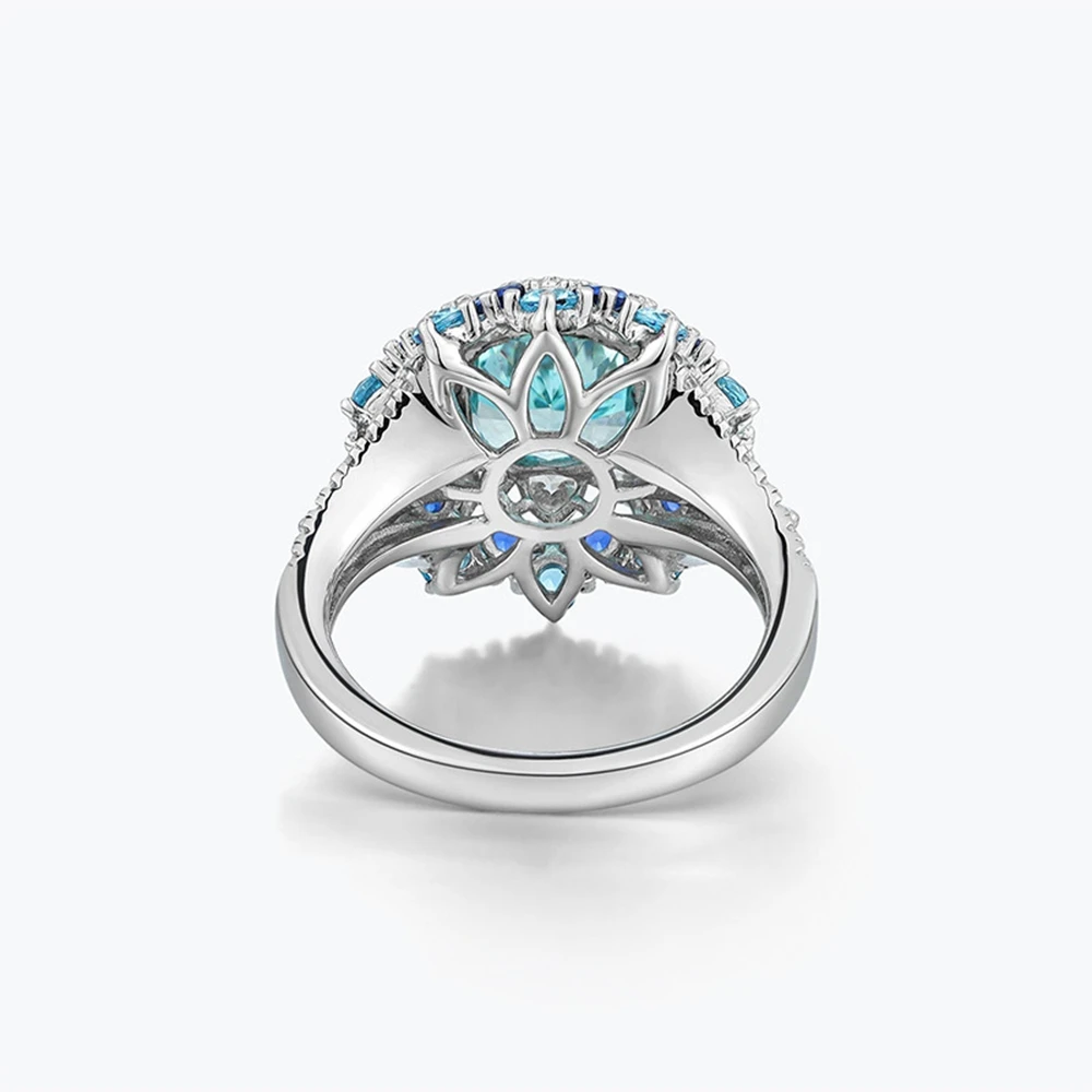 Anillo de piedras preciosas de diamante de alto carbono con turmalina Paraiba brillante de 100% Plata de Ley 925 de Wong Rain para mujer, regalos de joyería fina