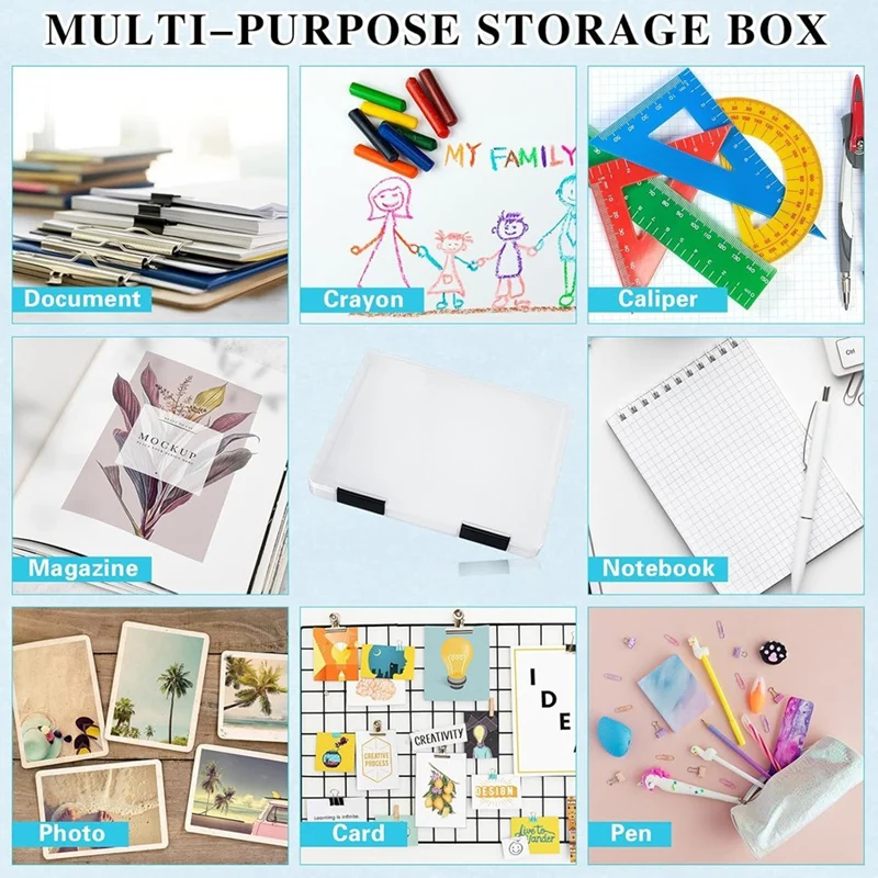 4 Pack A4 File Box,Clear Plastic Document Storage Box,For 8.5Inch X 11Inch Letter Paper, For Magazine File