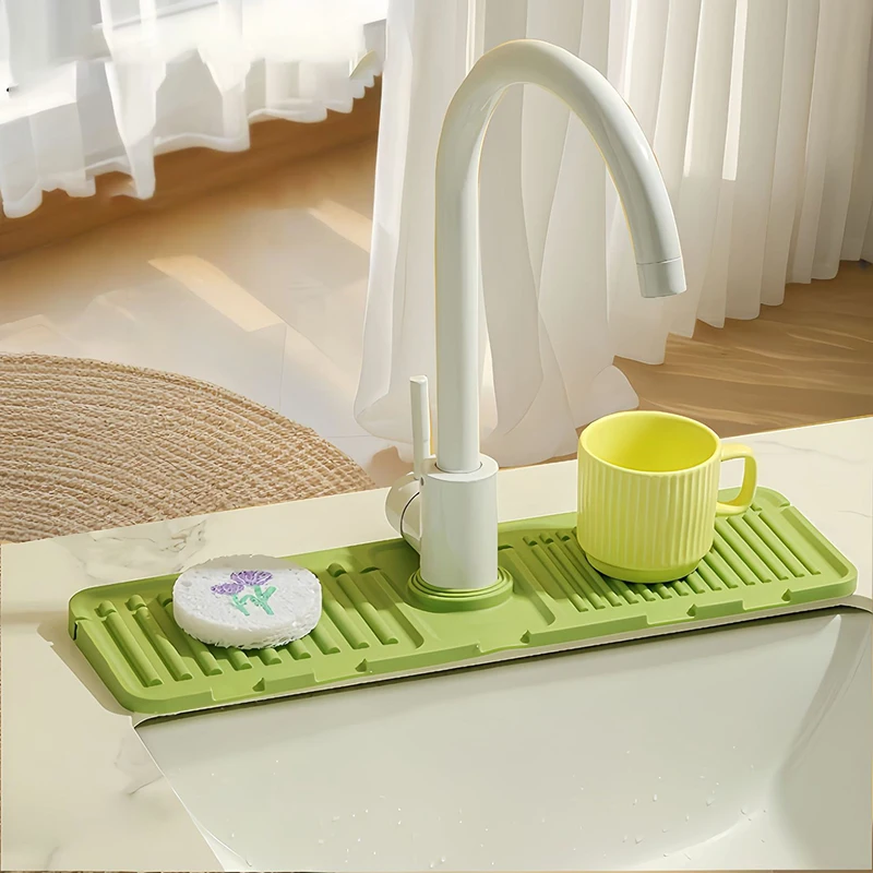 38*12cm Silicone Sink Water Baffle Washbasin Soap Tray Auto Drain Bathroom Accessories Kitchen Supplies