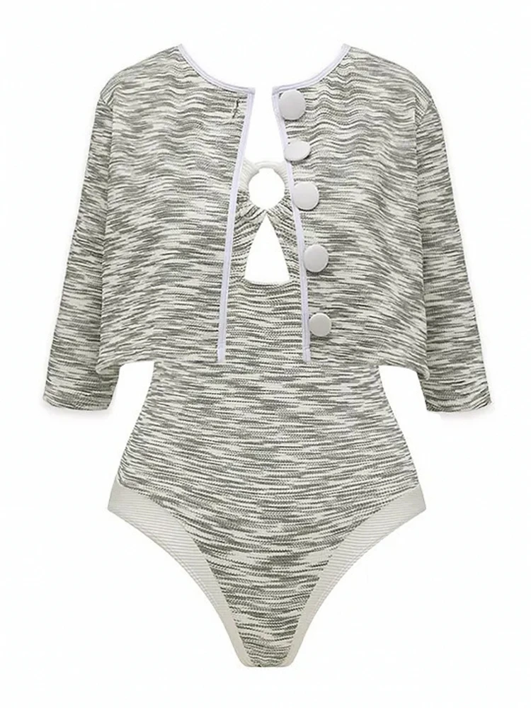 Retro Bikini Printed Fashion 3 Piece Swimsuit And Cover Up With Cardigan Tight Women's Bandage Summer Beach Luxury Elegant