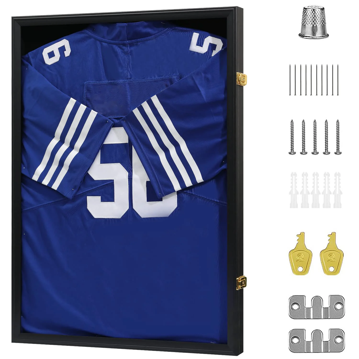 Jersey Display Frame Case Lockable, Large Sport Jersey Shadow Box with UV Protection Acrylic and Hanger for Baseball Basketball Football Soccer Hockey Shirt and Uniform