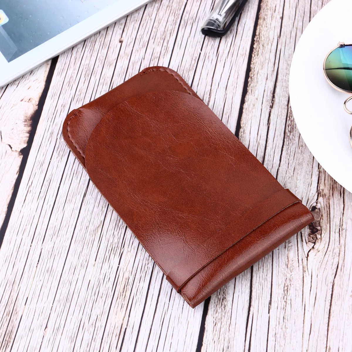 

1Pcs Pen Case Protective Sleeve Vintage Handmade Multi Pen Holder Coffee for Office Home School Writing Storage Bag
