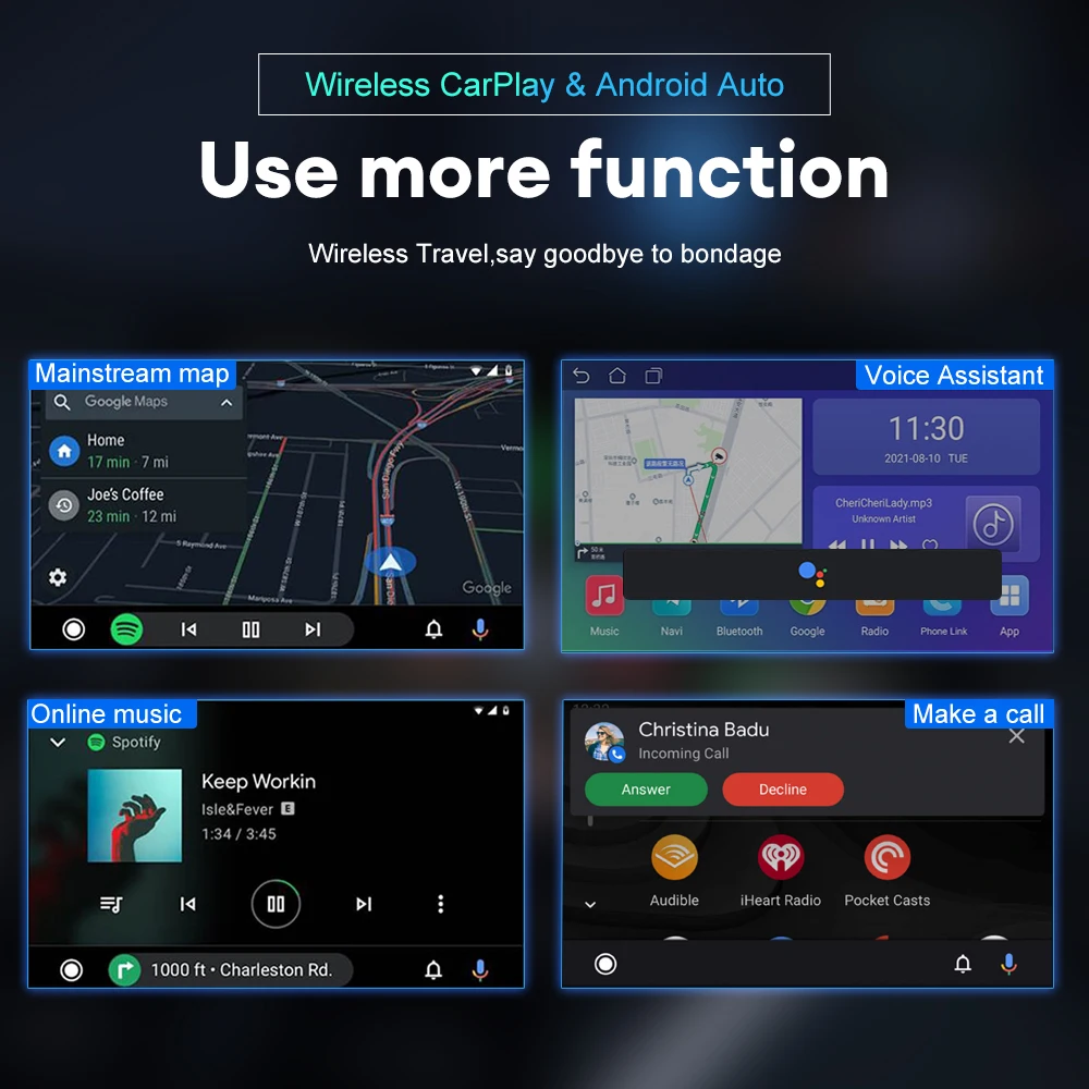 Wired to Wireless CarPlay Mini AI Box Wireless Android Auto Adapter Smart Dongle BT WiFi Auto Connect Plug and Play For Toyota