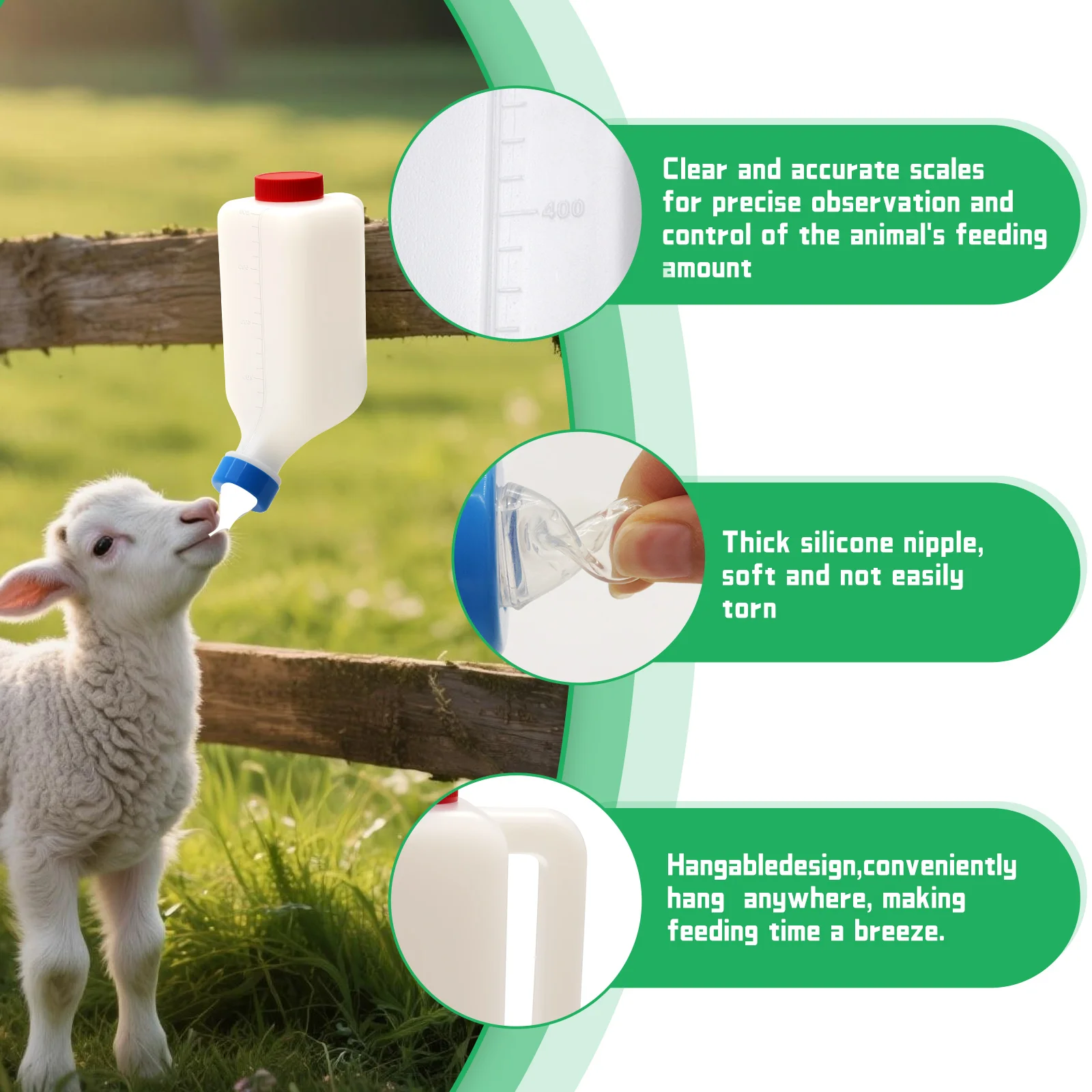 معلقة حلب الضأن تغذية 500 مللي/800 مللي سعة زجاجة الحليب مع الحلمة مصاصة لخنزير صغير الأغنام الماعز مزرعة الحيوانات شارب