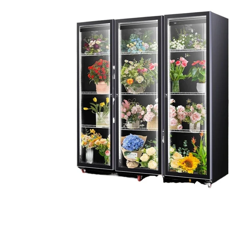 

Fresh-keeping cabinet for flowers, refrigerated air-cooled and frost-free, double-door and three-door display cabinet for comme