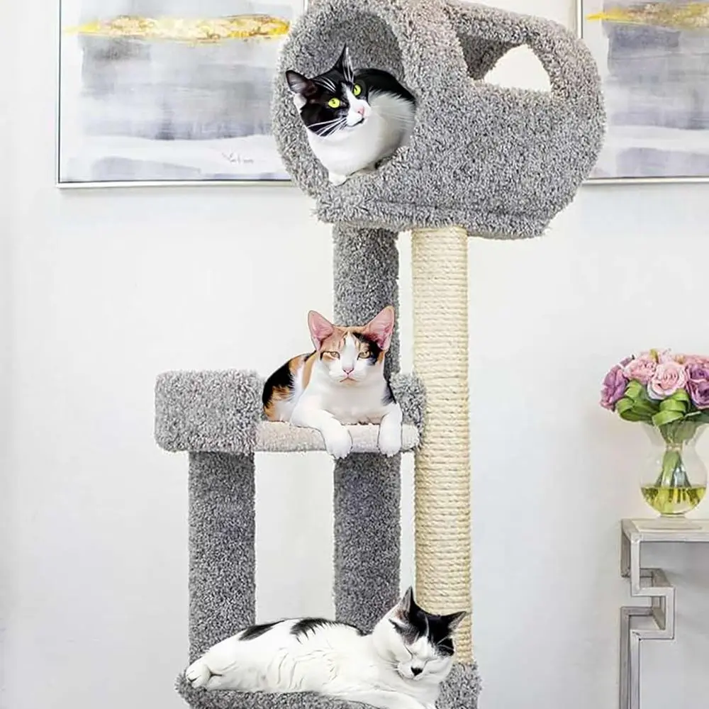 회색 나무 고양이 타워 - 140003, 프리미엄 고양이 콘도 클라이밍 센터