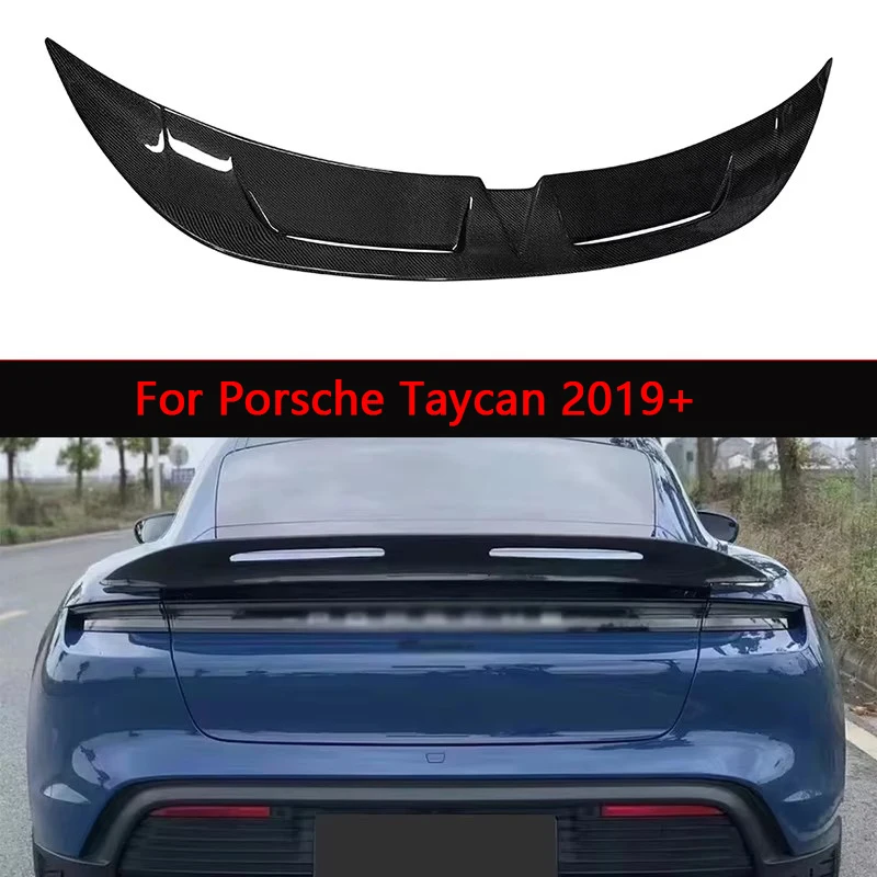 For Porsche Taycan 2019+ Carbon Fiber Spoiler Tail fins Rear Trunk Spoiler Guide Wing Rear Wing Car Accessories