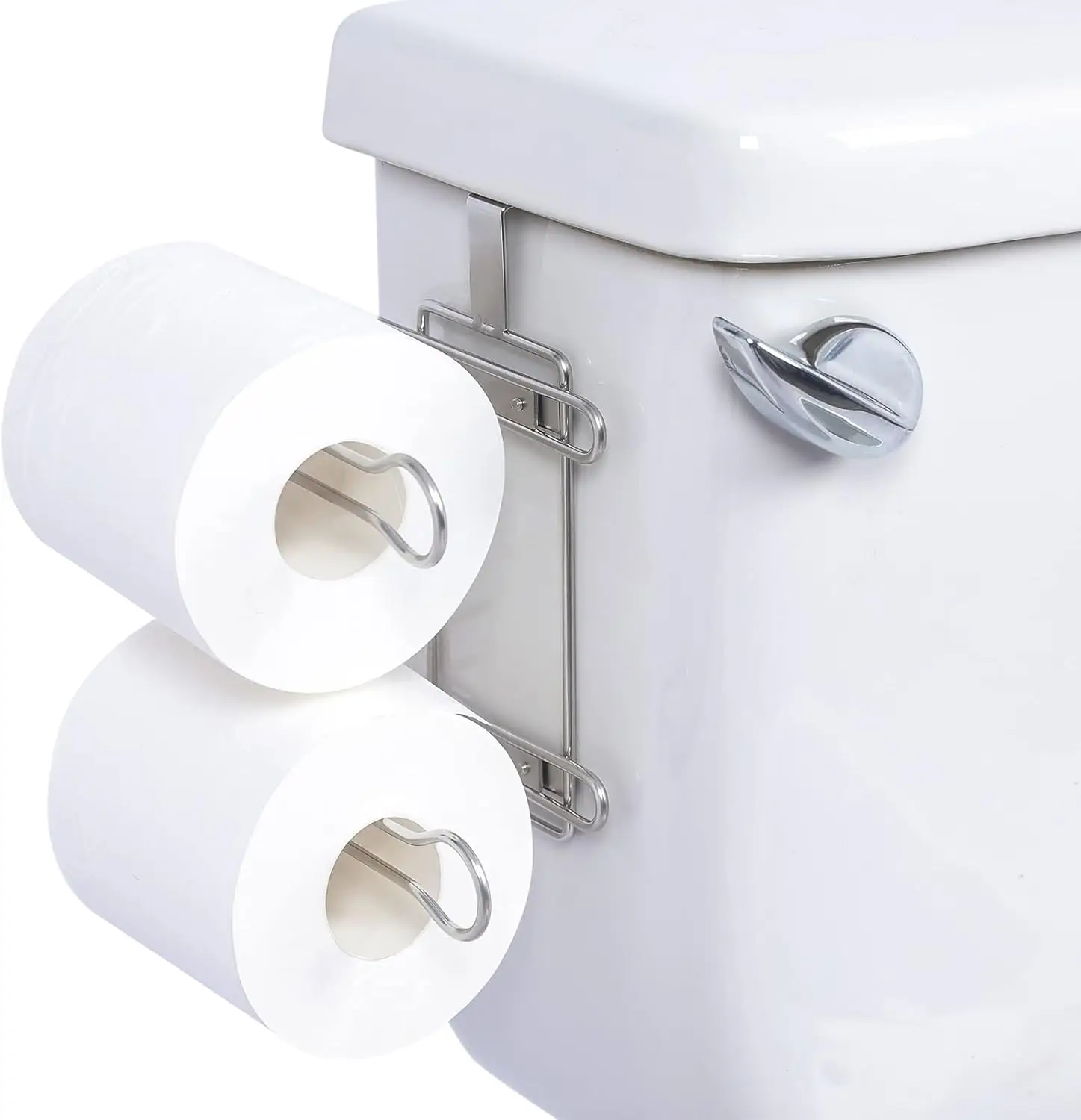 

Stainless Steel Over-the-Tank Toilet Paper Holder, Chrome Finish Bathroom Storage Rack