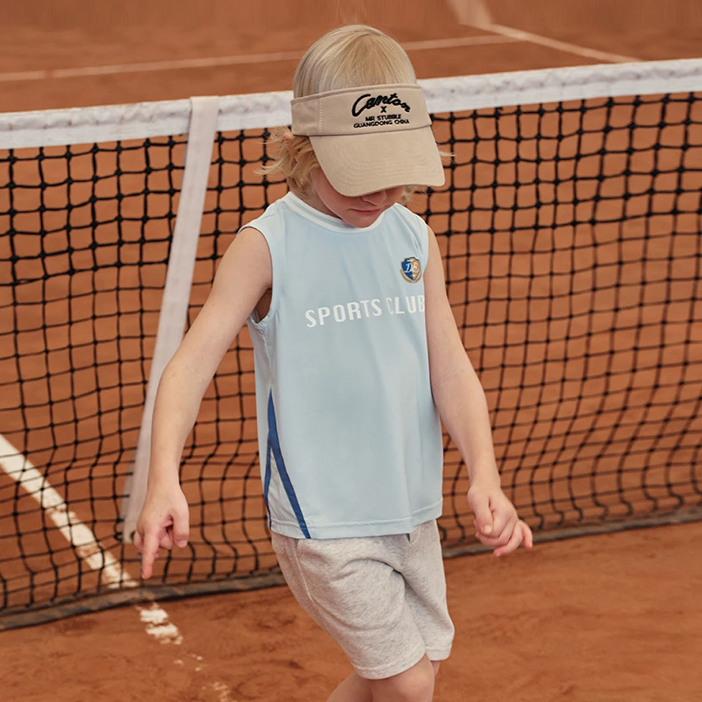 Dave Bella Boys Summer T-Shirt Children Letter Printed Sleeveless Top 5-13 Years Tees Kids Casual Outdoor Clothes DK2262241